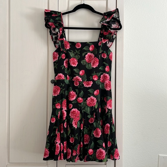Alice + Olivia Ginny Ruffle Sleeve Romantic Floral Print Mini Dress Size 6 - Picture 7 of 12